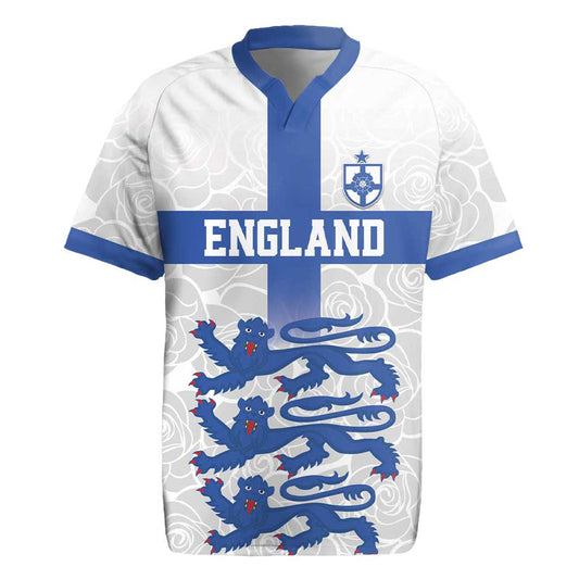 Custom England Fooball The Three Lions Blue Version Rugby Jersey