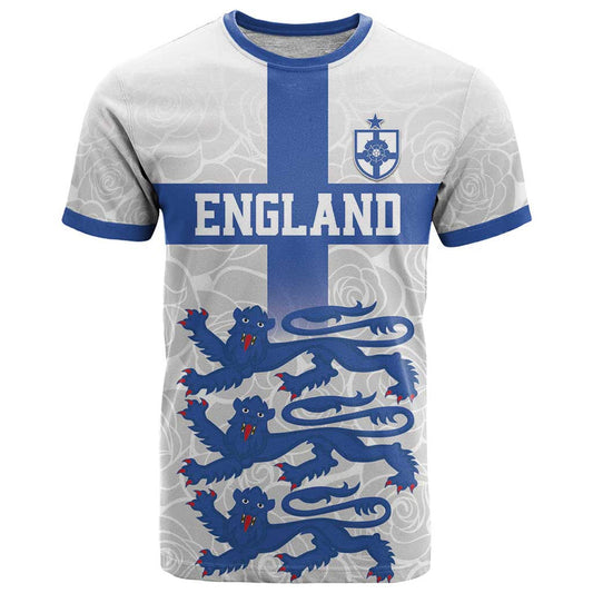 Custom England Fooball The Three Lions Blue Version T Shirt