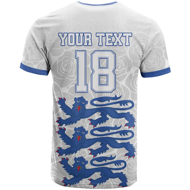 Custom England Fooball The Three Lions Blue Version T Shirt