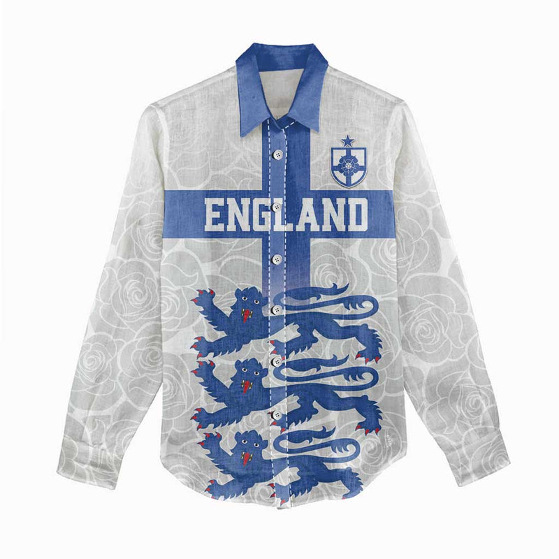 Custom England Fooball The Three Lions Blue Version Women Casual Shirt