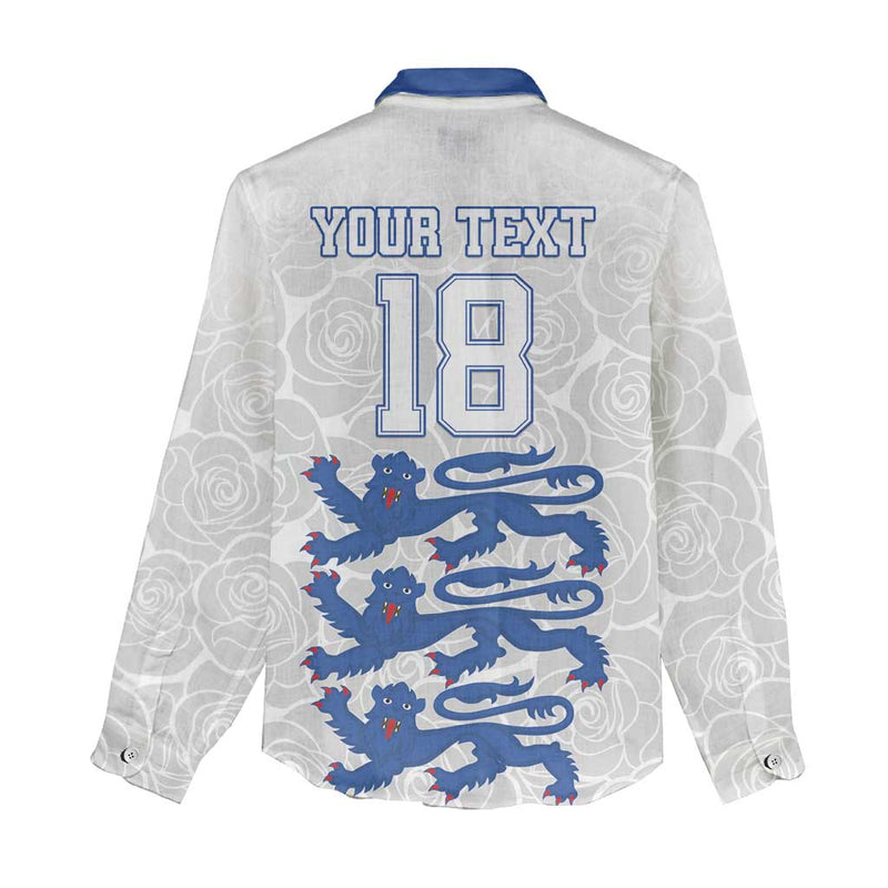 Custom England Fooball The Three Lions Blue Version Women Casual Shirt