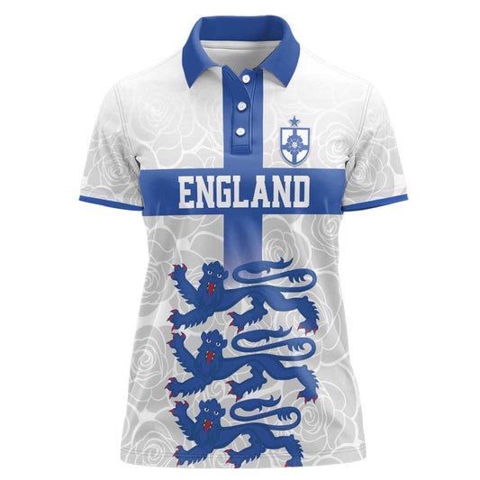 Custom England Fooball The Three Lions Blue Version Women Polo Shirt