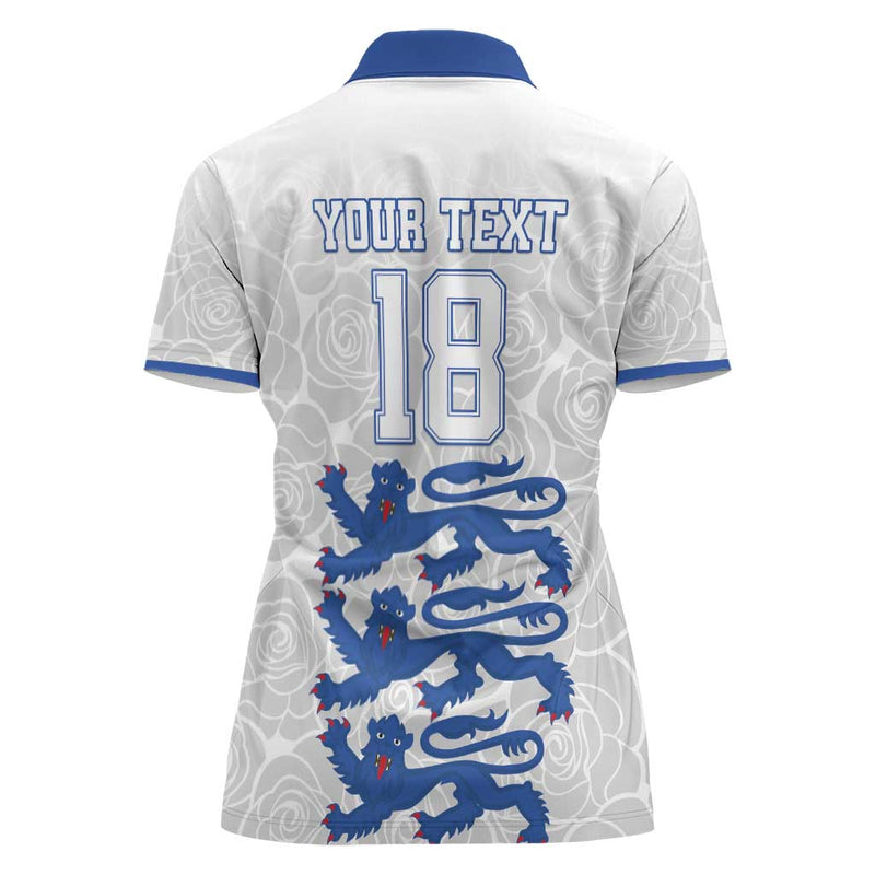 Custom England Fooball The Three Lions Blue Version Women Polo Shirt