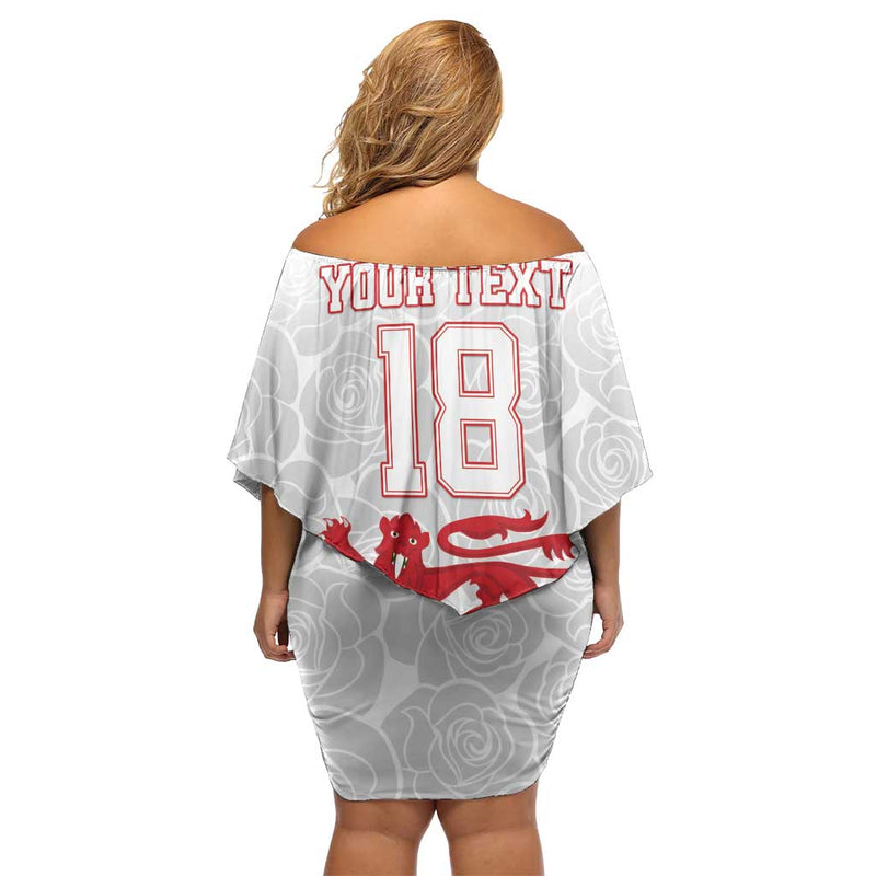 Custom England Fooball The Three Lions Red Version Off Shoulder Short Dress