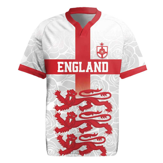 Custom England Fooball The Three Lions Red Version Rugby Jersey