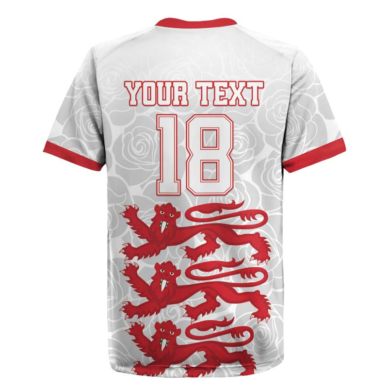 Custom England Fooball The Three Lions Red Version Rugby Jersey