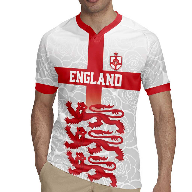Custom England Fooball The Three Lions Red Version Rugby Jersey