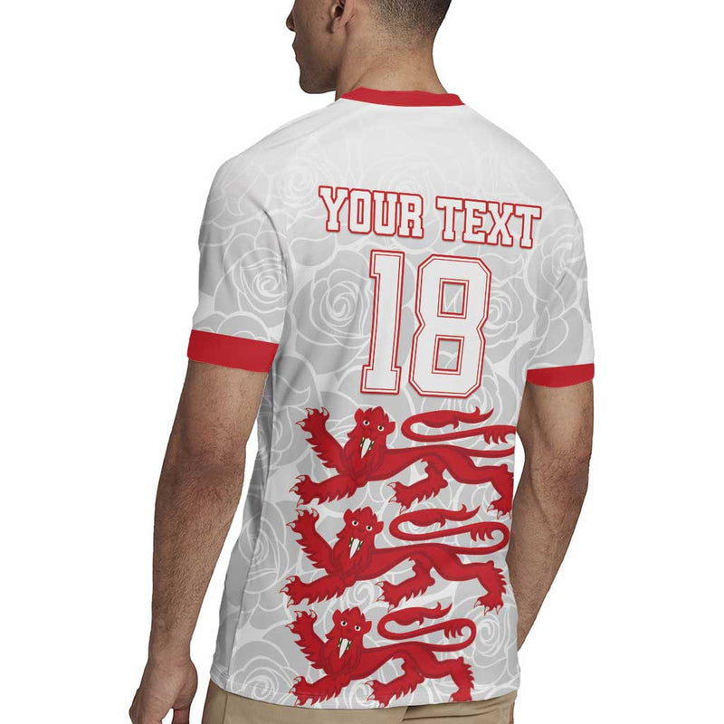Custom England Fooball The Three Lions Red Version Rugby Jersey