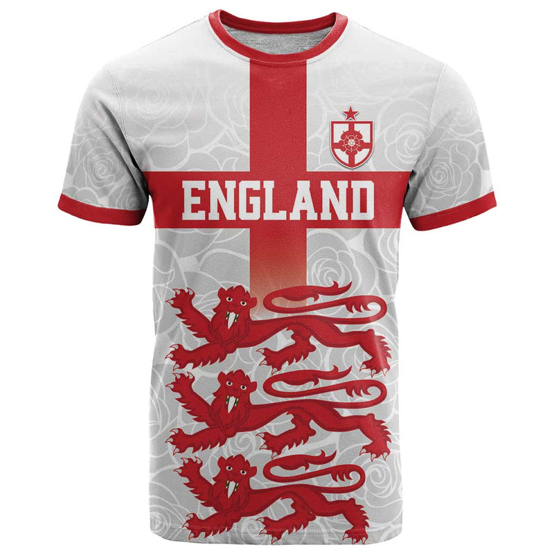 Custom England Fooball The Three Lions Red Version T Shirt