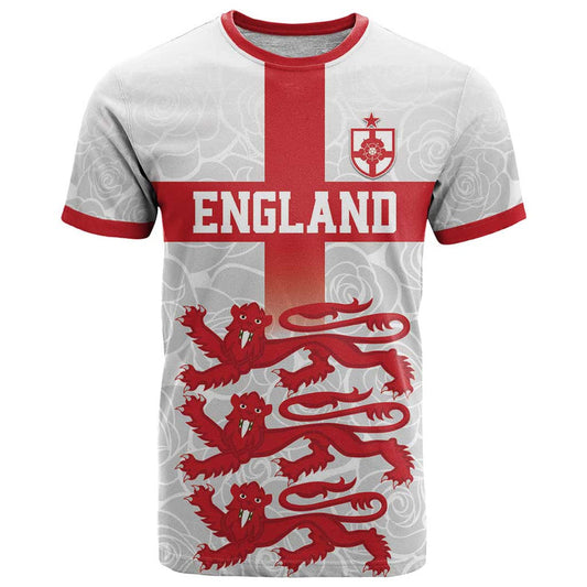Custom England Fooball The Three Lions Red Version T Shirt