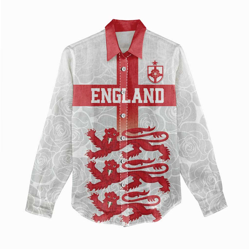 Custom England Fooball The Three Lions Red Version Women Casual Shirt