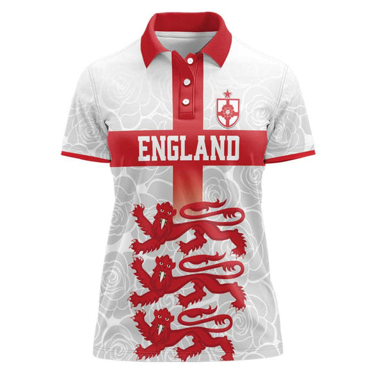 Custom England Fooball The Three Lions Red Version Women Polo Shirt