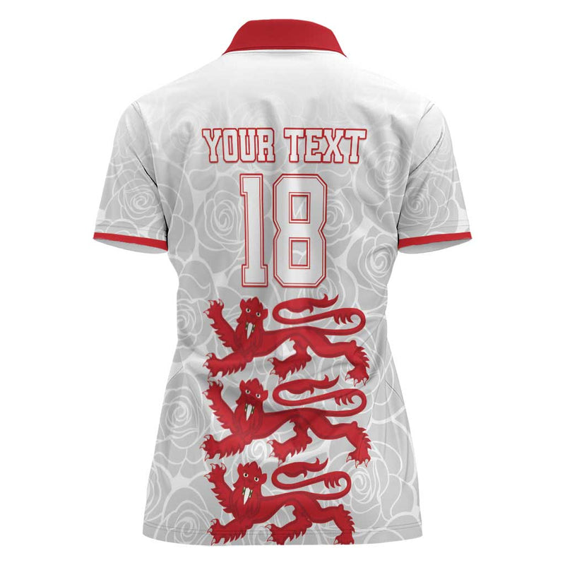 Custom England Fooball The Three Lions Red Version Women Polo Shirt