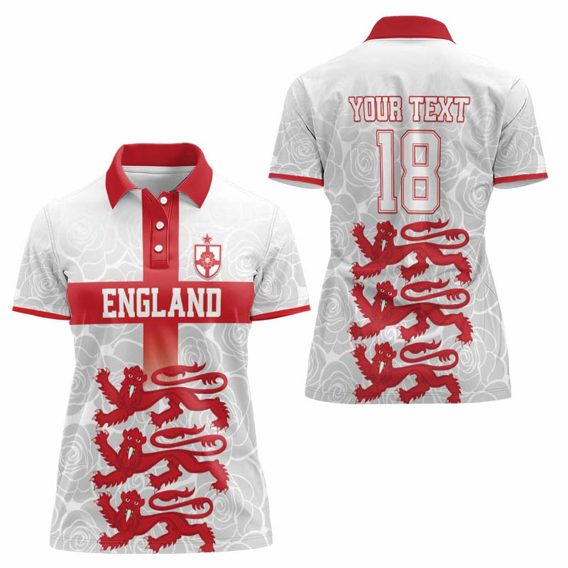 Custom England Fooball The Three Lions Red Version Women Polo Shirt