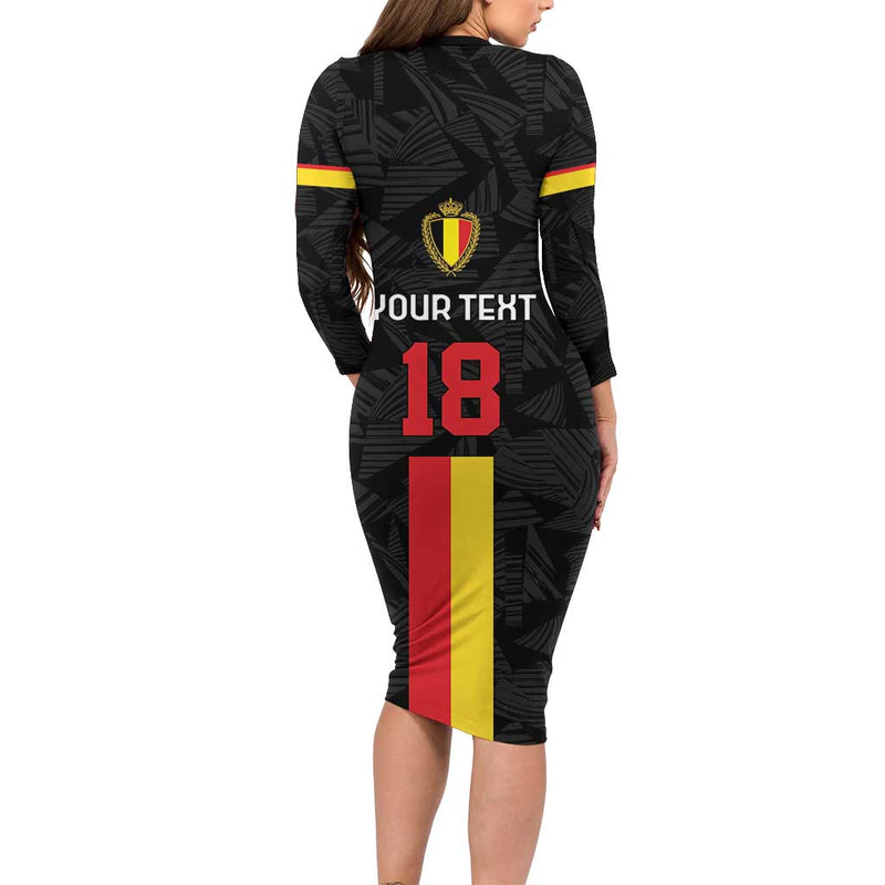 Custom Belgium Football De Rode Duivels Long Sleeve Bodycon Dress