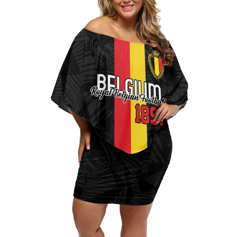 Custom Belgium Football De Rode Duivels Off Shoulder Short Dress