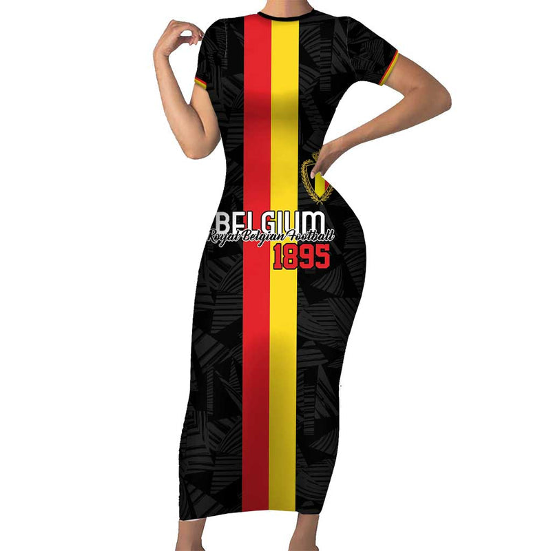 Custom Belgium Football De Rode Duivels Short Sleeve Bodycon Dress