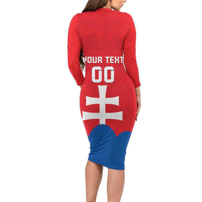 Custom Slovakia Football Come On Sokoli Long Sleeve Bodycon Dress