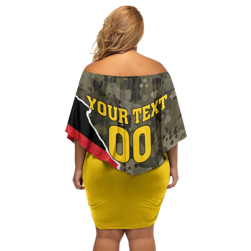 Custom Germany 1990 Coat Of Arms With Camo Patterns Off Shoulder Short Dress