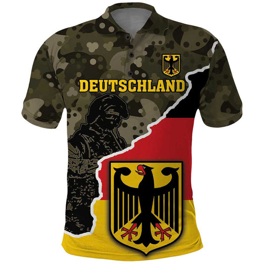 Custom Germany 1990 Coat Of Arms With Camo Patterns Polo Shirt
