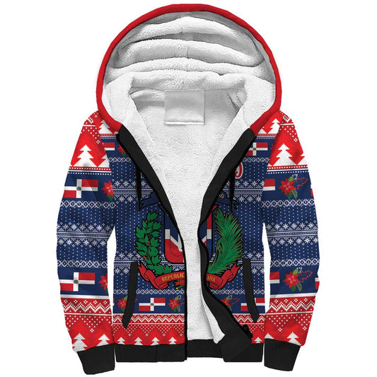 Dominican Republic Christmas Dominicana Coat Of Arms Christmas Pattern Sherpa Hoodie