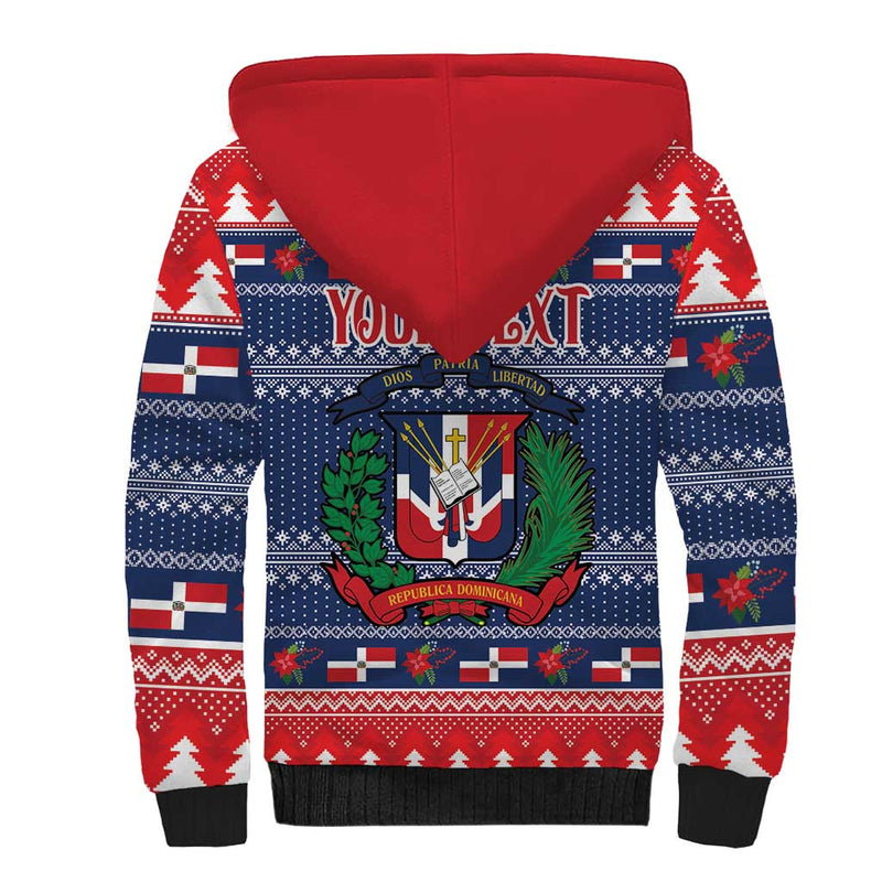 Dominican Republic Christmas Dominicana Coat Of Arms Christmas Pattern Sherpa Hoodie