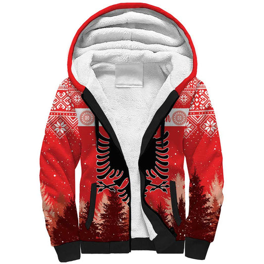 Albania Christmas The Double-headed Eagle Christmas Pattern Sherpa Hoodie