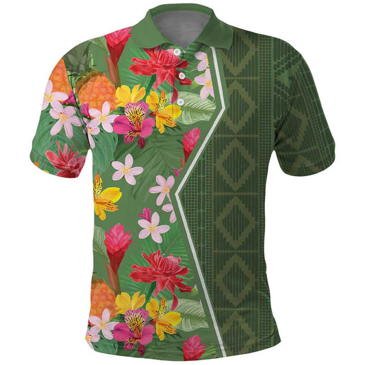 Africa Tropical Flowers Green Version Polo Shirt