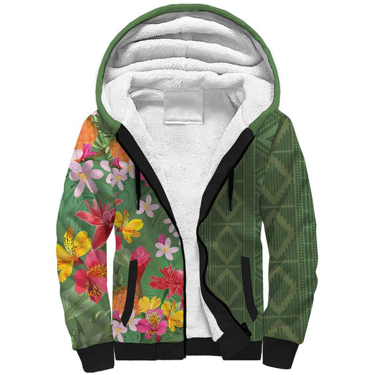 Africa Tropical Flowers Green Version Sherpa Hoodie