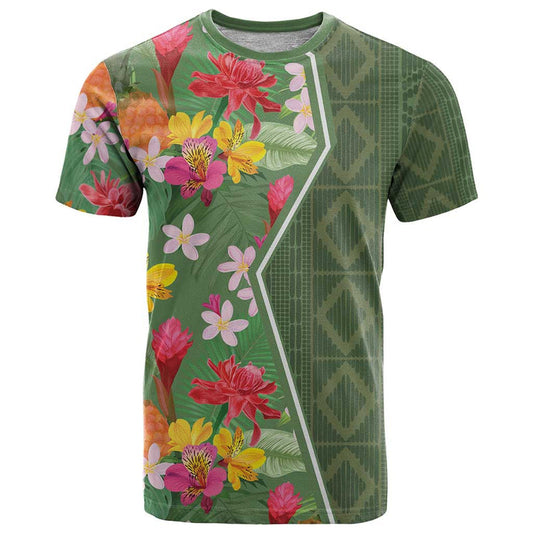 Africa Tropical Flowers Green Version T Shirt