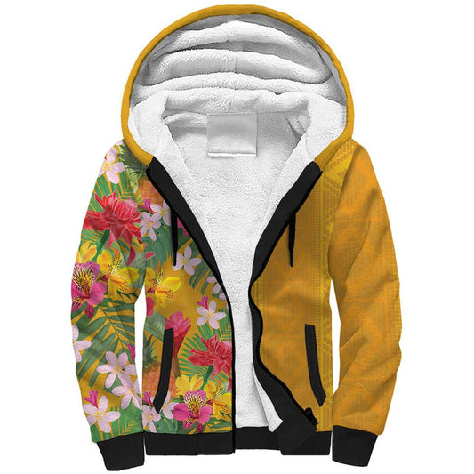 Africa Tropical Flowers Yellow Version Sherpa Hoodie