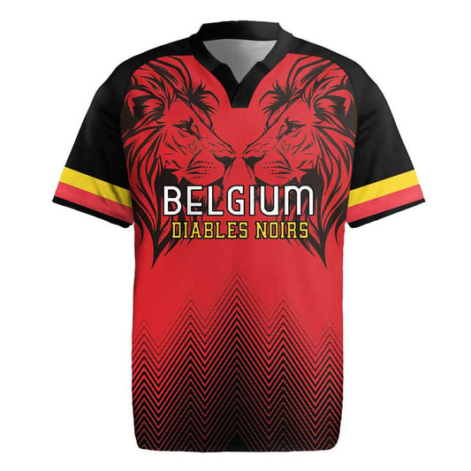 Custom Belgium Rugby Diables Noirs Lion Head Rugby Jersey