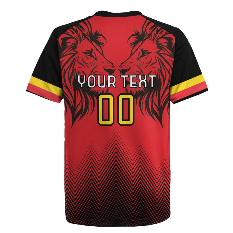 Custom Belgium Rugby Diables Noirs Lion Head Rugby Jersey
