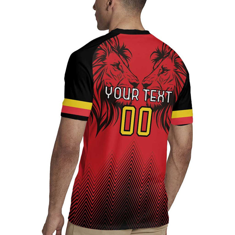 Custom Belgium Rugby Diables Noirs Lion Head Rugby Jersey