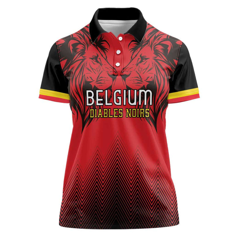 Custom Belgium Rugby Diables Noirs Lion Head Women Polo Shirt