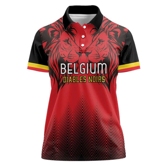 Custom Belgium Rugby Diables Noirs Lion Head Women Polo Shirt