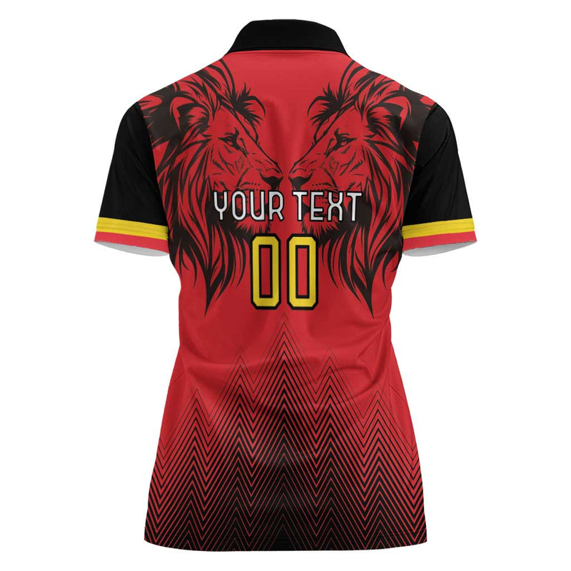 Custom Belgium Rugby Diables Noirs Lion Head Women Polo Shirt