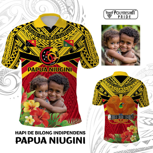 Custom Photo Provinces of Papua New Guinea 50th Years Hapi De bilong Indipendens Polo Shirt