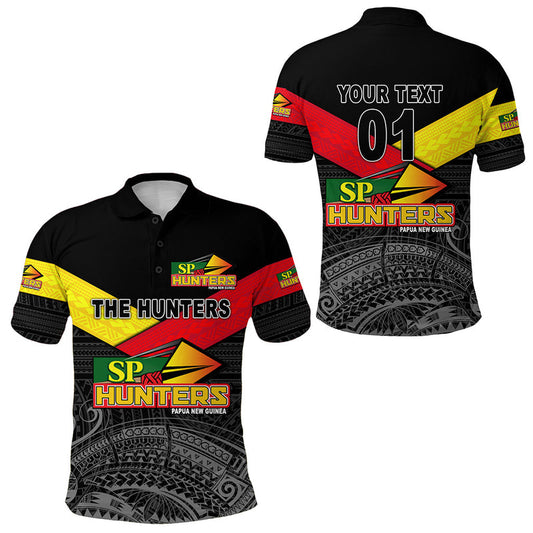 Custom Papua New Guinea SP Hunters Rugby Original Style Black, Custom Text and Number Polo Shirt