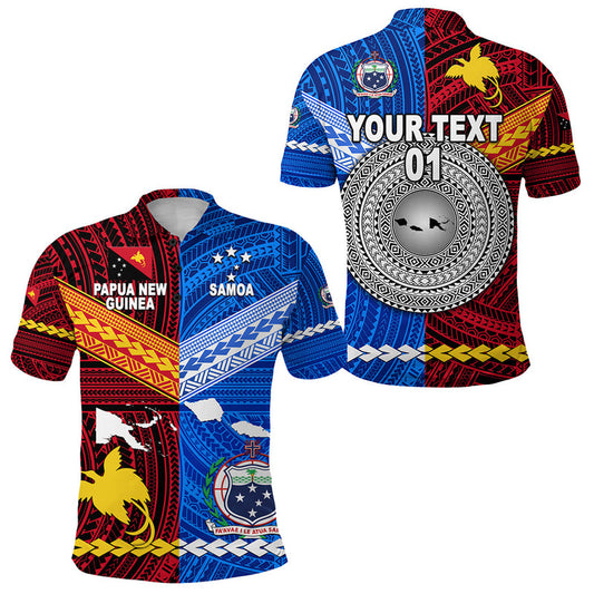 Custom Papua New Guinea Samoa Polynesian Together, Custom Text and Number Polo Shirt