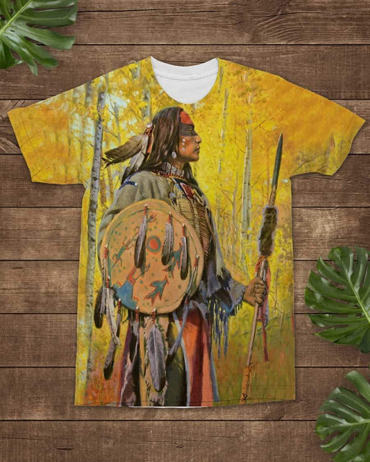 3D Native American Warrior T Shirt