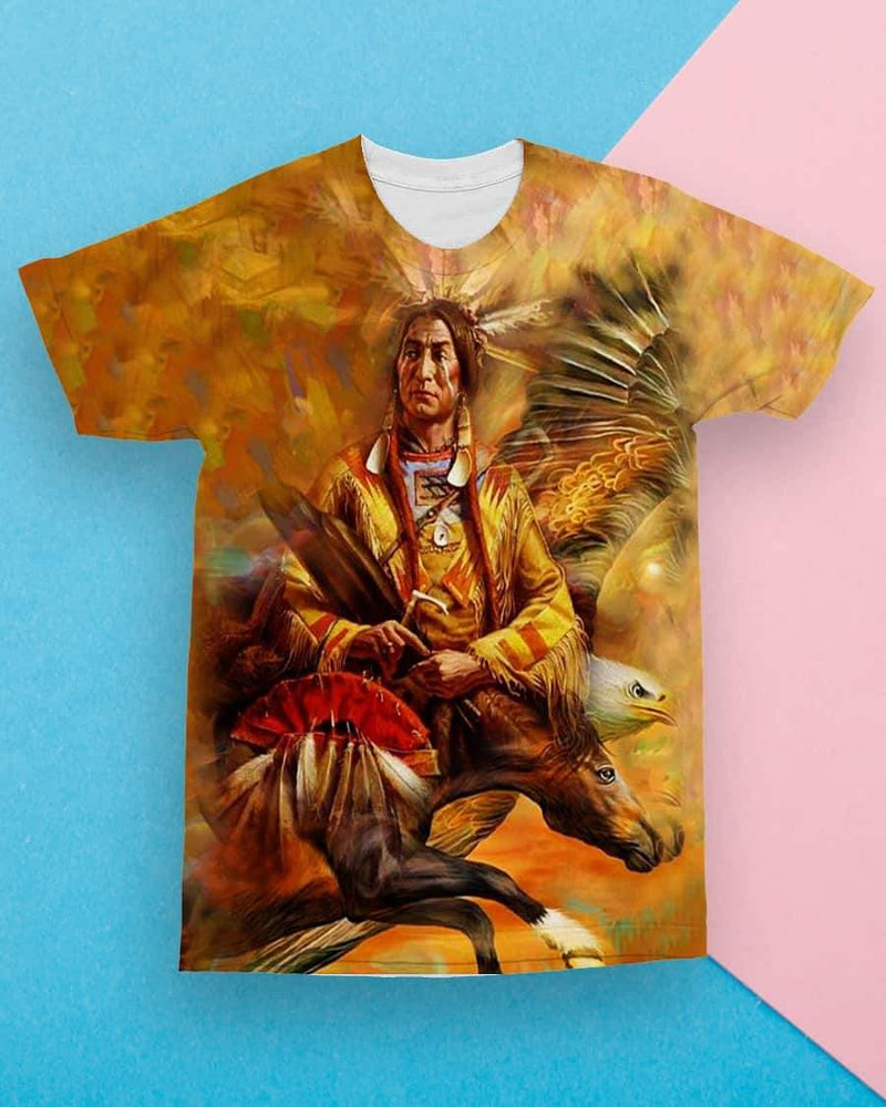3D Native American Tribal Eagle And Horse T Shirt