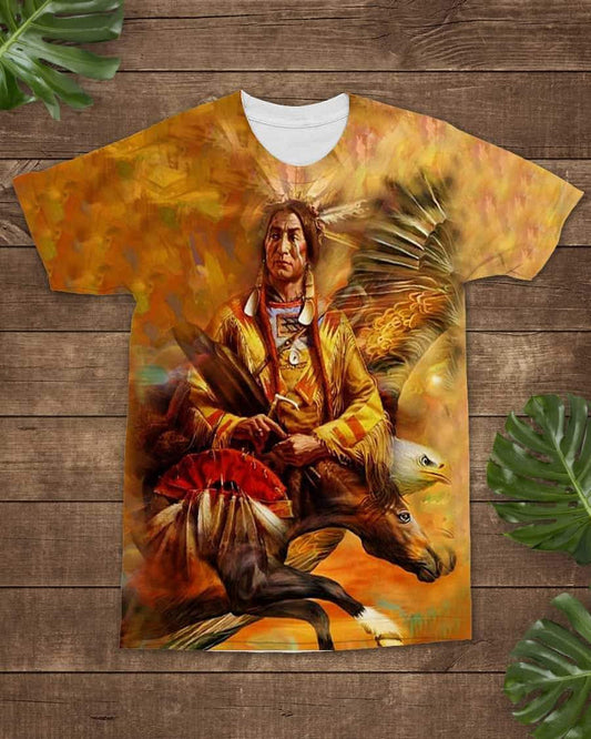 3D Native American Tribal Eagle And Horse T Shirt