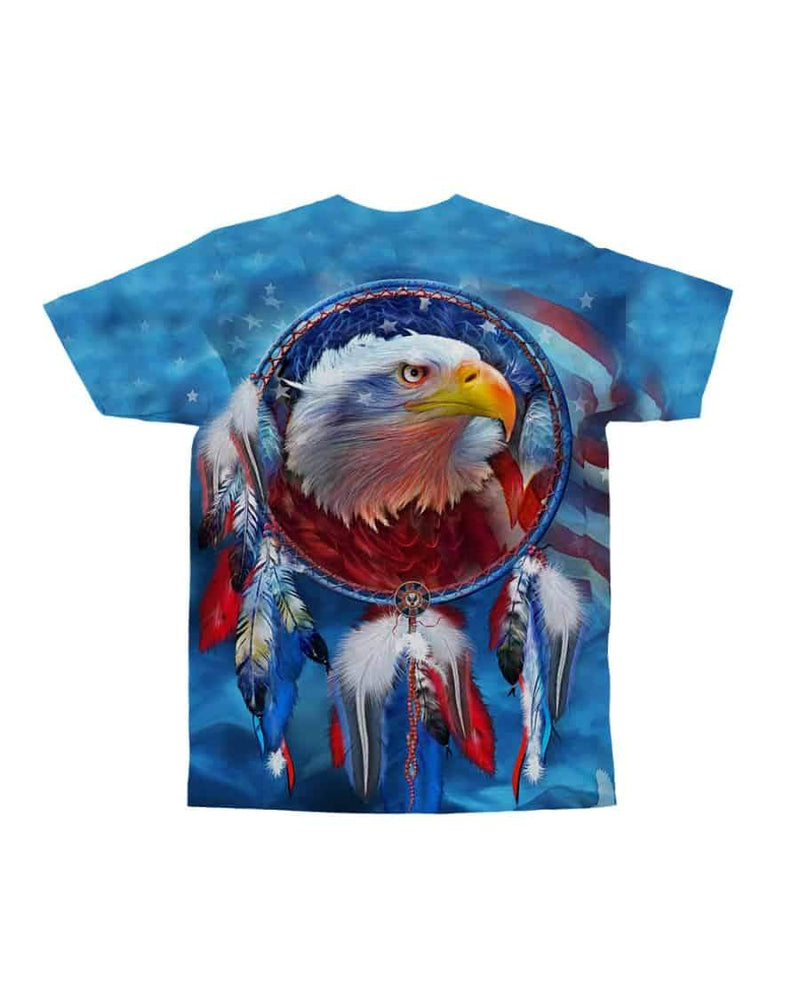 3D Blue Native American Dreamcatcher Eagle T Shirt