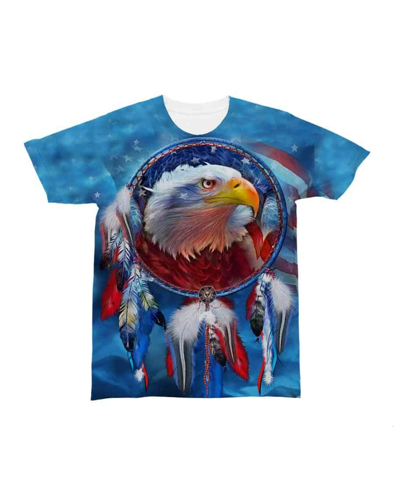 3D Blue Native American Dreamcatcher Eagle T Shirt