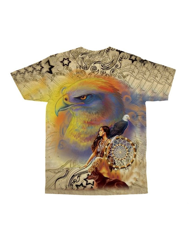 3D Native American Girl Colors Animal Dreamcatcher T Shirt