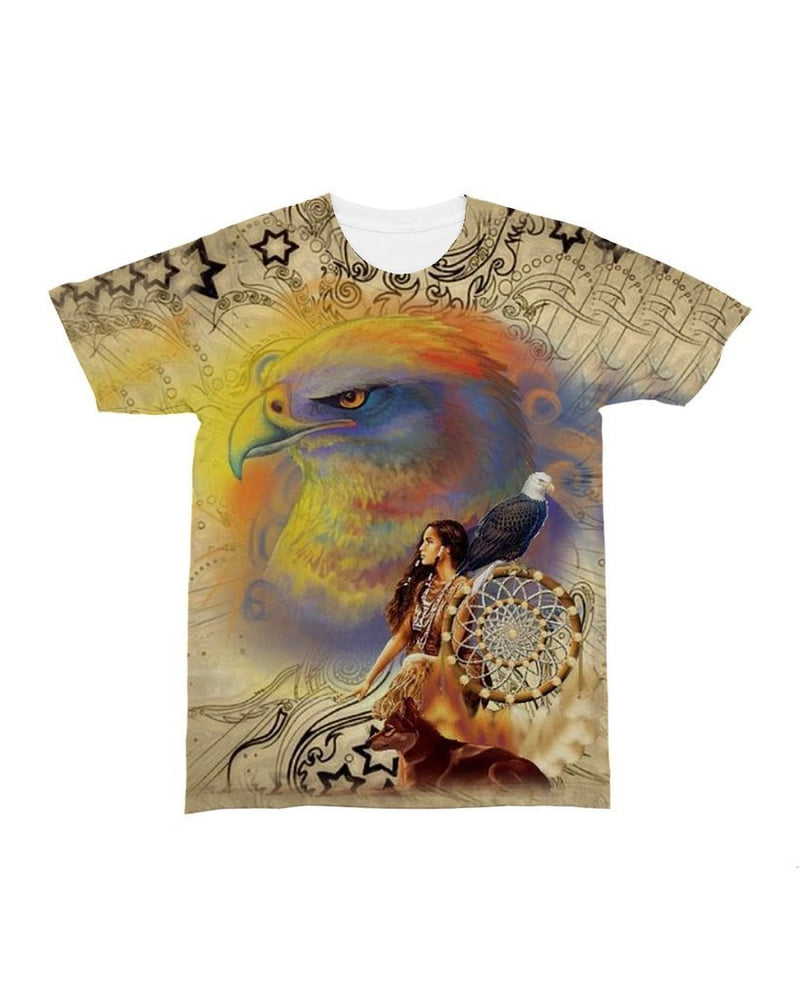 3D Native American Girl Colors Animal Dreamcatcher T Shirt