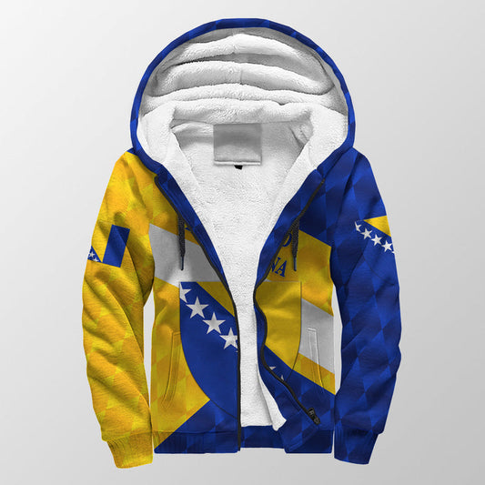 (Custom Personalised) Bosnia and Herzegovina Sporty Style Sherpa Hoodie