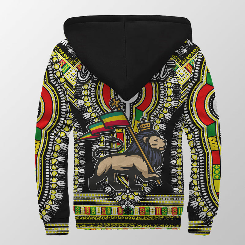 (Custom Personalised) Ethiopia Dashiki Black Style Sherpa Hoodie
