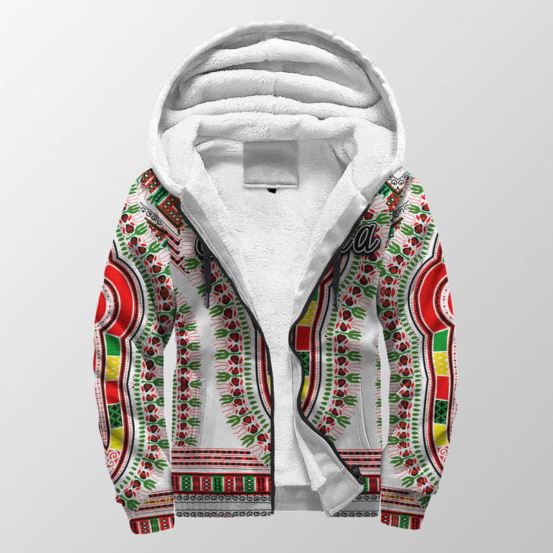 (Custom Personalised) Ethiopia Dashiki White Style Sherpa Hoodie